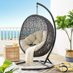 Encase Black/Beige Sunbrella Swing Outdoor Patio Lounge Chair - Ornate Home