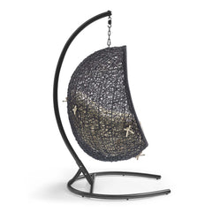 Encase Black/Beige Sunbrella Swing Outdoor Patio Lounge Chair - Ornate Home