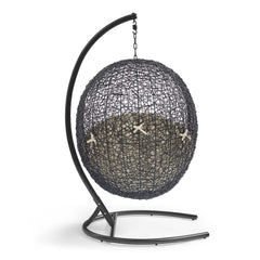 Encase Black/Beige Sunbrella Swing Outdoor Patio Lounge Chair - Ornate Home