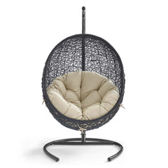 Encase Black/Beige Sunbrella Swing Outdoor Patio Lounge Chair - Ornate Home