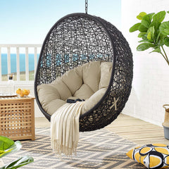 Encase Black/Beige Sunbrella Swing Outdoor Patio Lounge Chair - Ornate Home