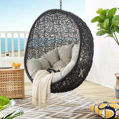 Encase Black/Beige Swing Outdoor Patio Lounge Chair Without Stand - Ornate Home