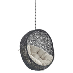 Encase Black/Beige Swing Outdoor Patio Lounge Chair Without Stand - Ornate Home