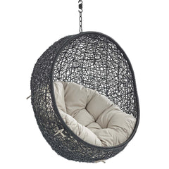 Encase Black/Beige Swing Outdoor Patio Lounge Chair Without Stand - Ornate Home