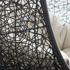 Encase Black/Beige Swing Outdoor Patio Lounge Chair Without Stand - Ornate Home