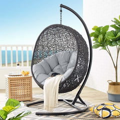 Encase Black/Gray Sunbrella Swing Outdoor Patio Lounge Chair - Ornate Home