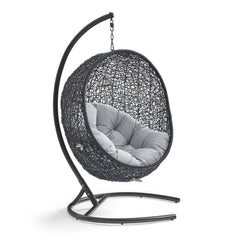 Encase Black/Gray Sunbrella Swing Outdoor Patio Lounge Chair - Ornate Home