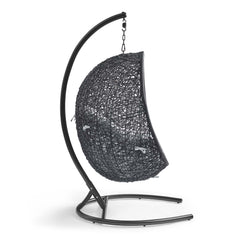 Encase Black/Gray Sunbrella Swing Outdoor Patio Lounge Chair - Ornate Home