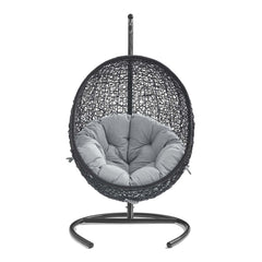 Encase Black/Gray Sunbrella Swing Outdoor Patio Lounge Chair - Ornate Home