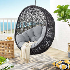 Encase Black/Gray Sunbrella Swing Outdoor Patio Lounge Chair - Ornate Home
