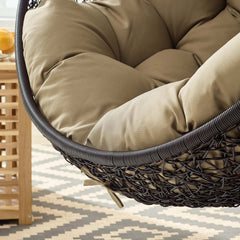Encase Black/Mocha Swing Outdoor Patio Lounge Chair Without Stand - Ornate Home
