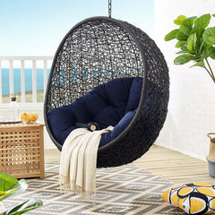 Encase Black/Navy Sunbrella Fabric Swing Outdoor Patio Lounge Chair Without Stand - Ornate Home