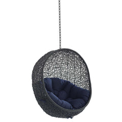 Encase Black/Navy Sunbrella Fabric Swing Outdoor Patio Lounge Chair Without Stand - Ornate Home