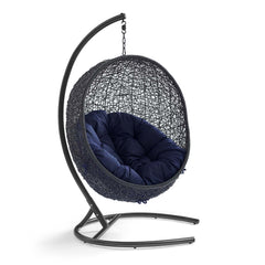 Encase Black/Navy Sunbrella Swing Outdoor Patio Lounge Chair - Ornate Home