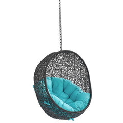 Encase Black/Turquoise Swing Outdoor Patio Lounge Chair Without Stand - Ornate Home