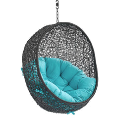 Encase Black/Turquoise Swing Outdoor Patio Lounge Chair Without Stand - Ornate Home