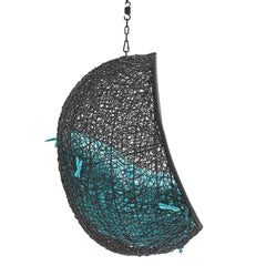 Encase Black/Turquoise Swing Outdoor Patio Lounge Chair Without Stand - Ornate Home