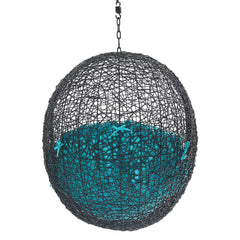 Encase Black/Turquoise Swing Outdoor Patio Lounge Chair Without Stand - Ornate Home