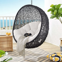 Encase Black/White Sunbrella Fabric Swing Outdoor Patio Lounge Chair Without Stand - Ornate Home