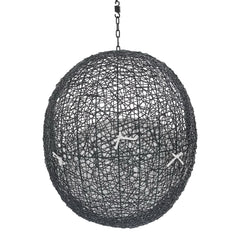 Encase Black/White Sunbrella Fabric Swing Outdoor Patio Lounge Chair Without Stand - Ornate Home