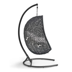 Encase Black/White Sunbrella Swing Outdoor Patio Lounge Chair - Ornate Home