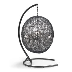 Encase Black/White Sunbrella Swing Outdoor Patio Lounge Chair - Ornate Home