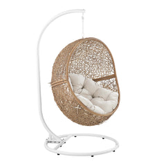 Encase Cappuccino/Beige Outdoor Patio Rattan Swing Chair - Ornate Home