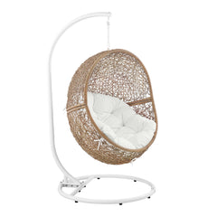 Encase Cappuccino/White Outdoor Patio Rattan Swing Chair - Ornate Home