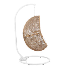 Encase Cappuccino/White Outdoor Patio Rattan Swing Chair - Ornate Home