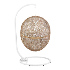 Encase Cappuccino/White Outdoor Patio Rattan Swing Chair - Ornate Home