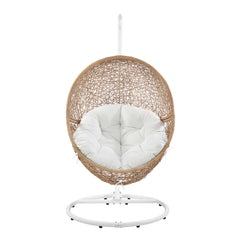 Encase Cappuccino/White Outdoor Patio Rattan Swing Chair - Ornate Home