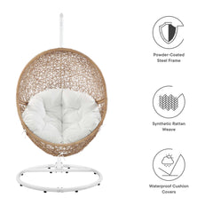 Encase Cappuccino/White Outdoor Patio Rattan Swing Chair - Ornate Home