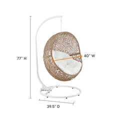 Encase Cappuccino/White Outdoor Patio Rattan Swing Chair - Ornate Home