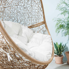 Encase Cappuccino/White Outdoor Patio Rattan Swing Chair - Ornate Home