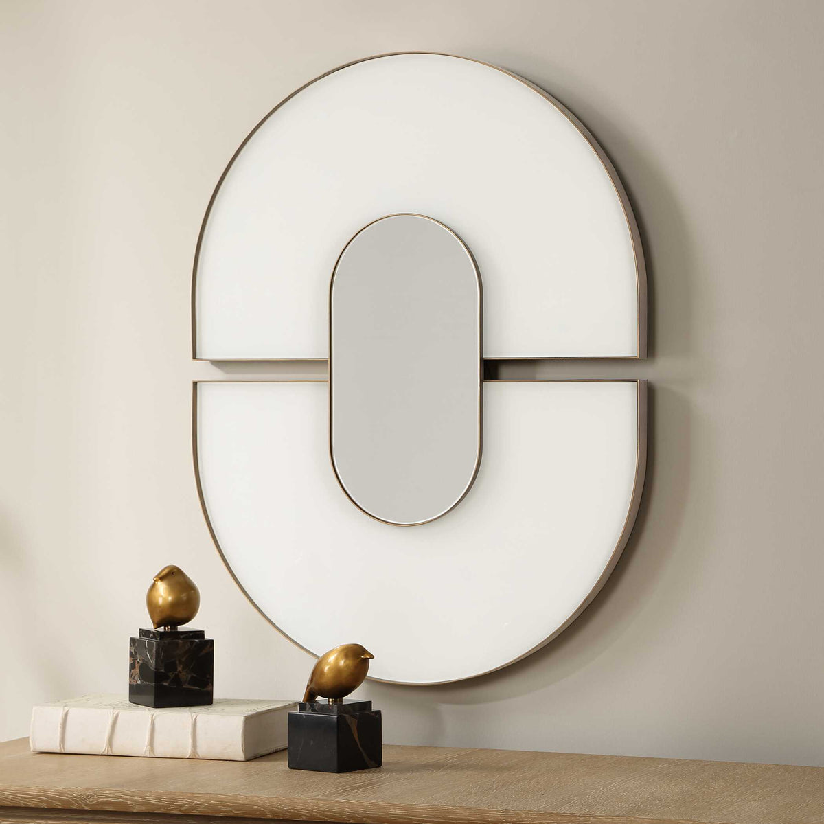 Encase White Modern Oval Mirror - Ornate Home