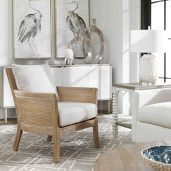 Encore White/Woodtone Natural Armchair - Ornate Home