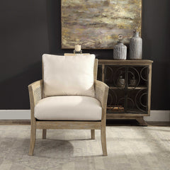 Encore White/Woodtone Natural Armchair - Ornate Home