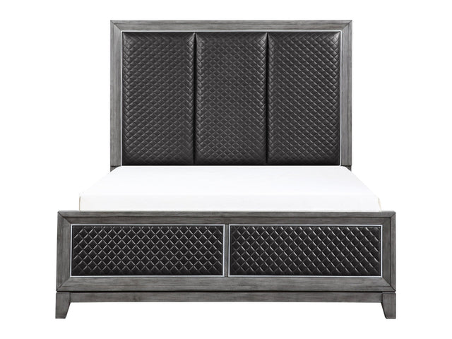 End Wire-Brushed Gray California King Bed - Ornate Home