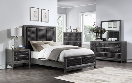 End Wire-Brushed Gray California King Bed - Ornate Home