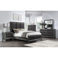 End Wire-Brushed Gray Eastern King Bed - Ornate Home