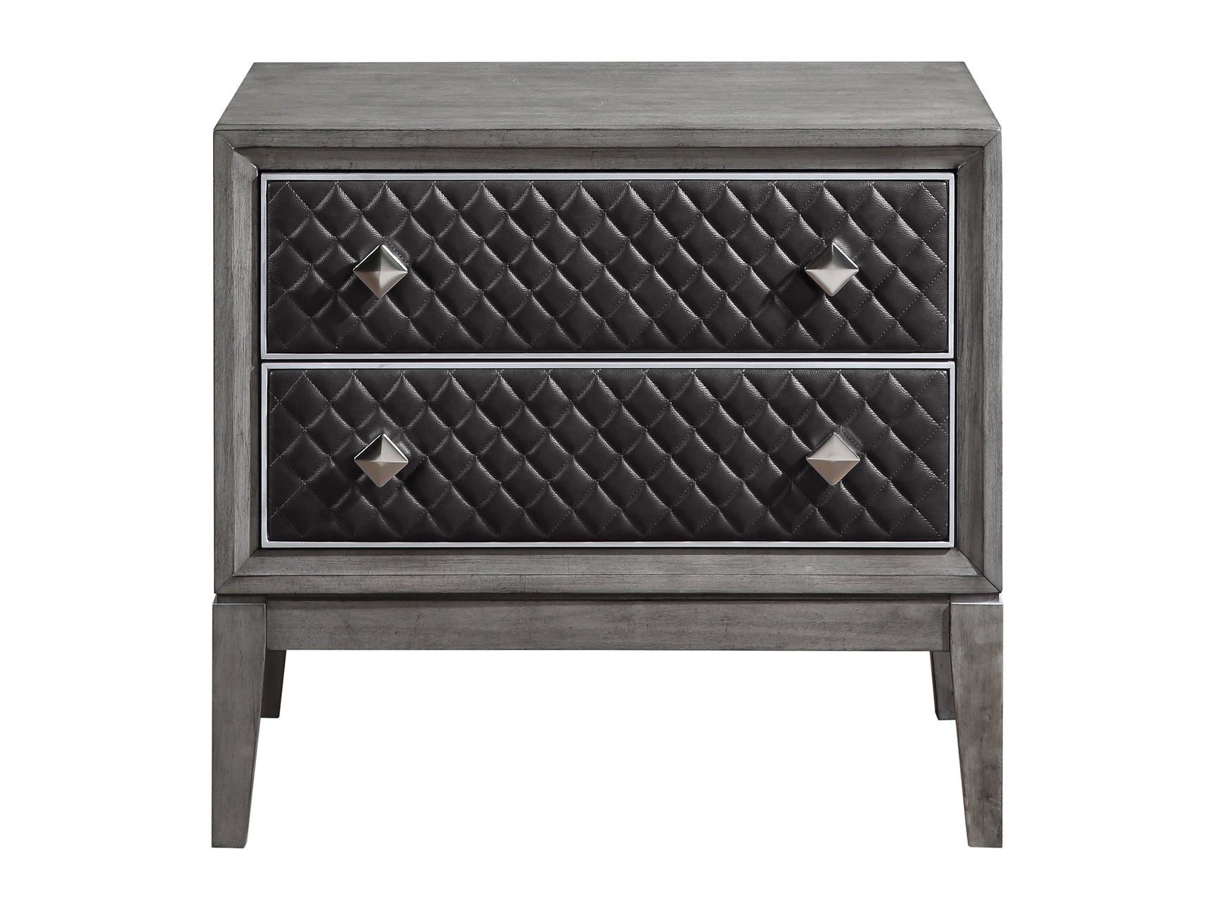 End Wire-Brushed Gray Nightstand - Ornate Home