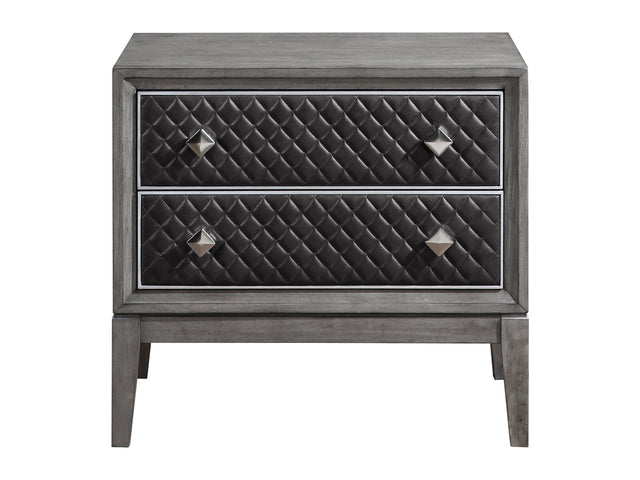 End Wire-Brushed Gray Nightstand - Ornate Home