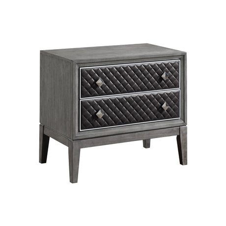 End Wire-Brushed Gray Nightstand - Ornate Home