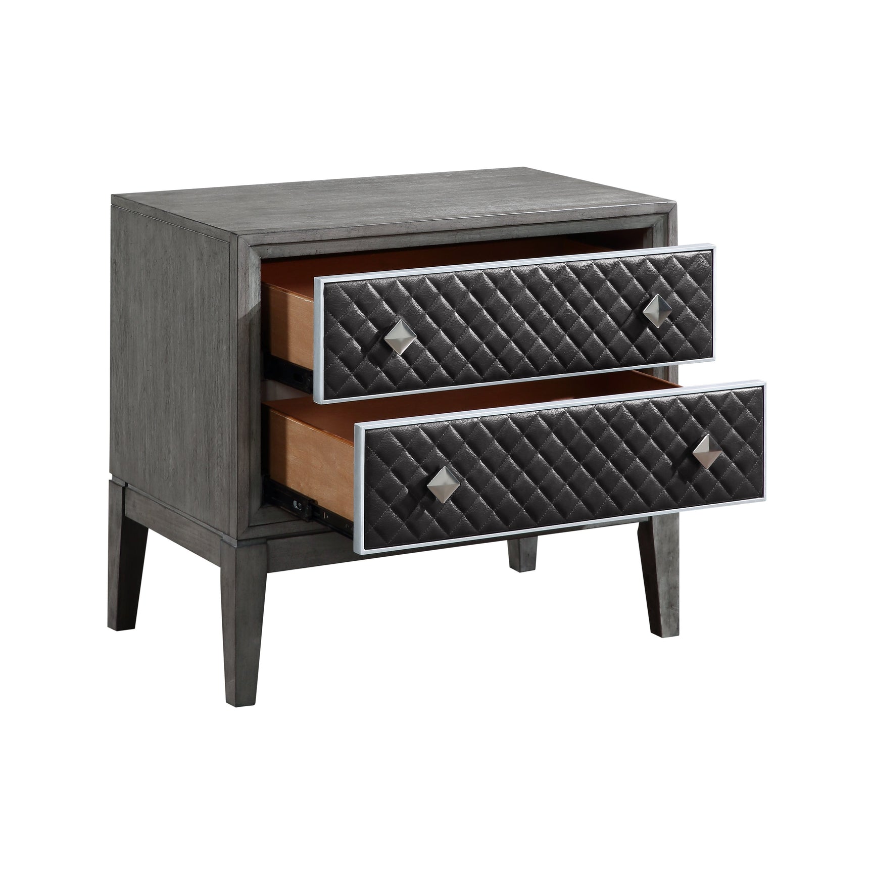 End Wire-Brushed Gray Nightstand - Ornate Home