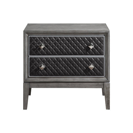 End Wire-Brushed Gray Nightstand - Ornate Home