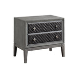End Wire-Brushed Gray Nightstand - Ornate Home