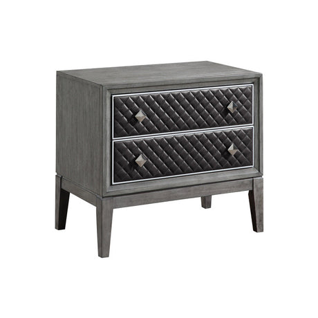End Wire-Brushed Gray Nightstand - Ornate Home