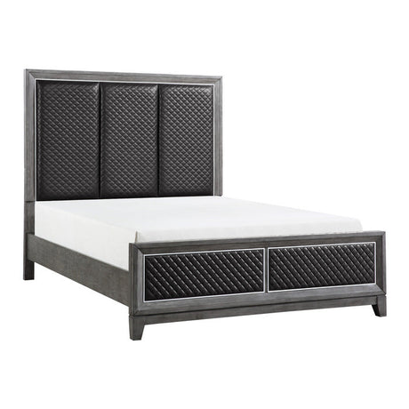 End Wire-Brushed Gray Queen Bed - Ornate Home