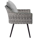 Endeavor Gray Outdoor Patio Wicker Rattan Armchair - Ornate Home