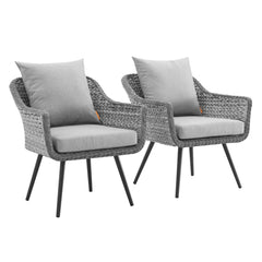Endeavor Gray Outdoor Patio Wicker Rattan Armchair (Set of 2) - Ornate Home